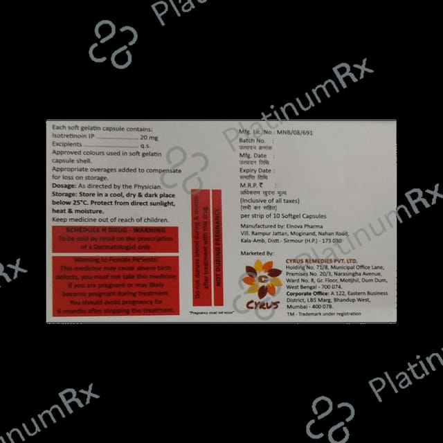 Acnerus I 20mg Soft Gelatin Capsule 10s