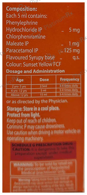 Coriminic P 1/125/5mg Syrup Orange 60ml