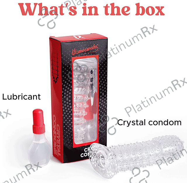 Gizmoswala Crystal Reusable & Washable Condom - Extra Dotted Condom with Free Lubricant