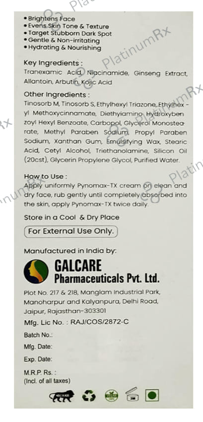 Pynomax Tx Spf 50 Cream 15gm