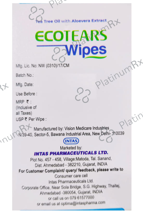 Ecotears Wipes 20s