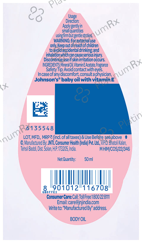 Johnson's Baby Oil with Vitamin E 50ml