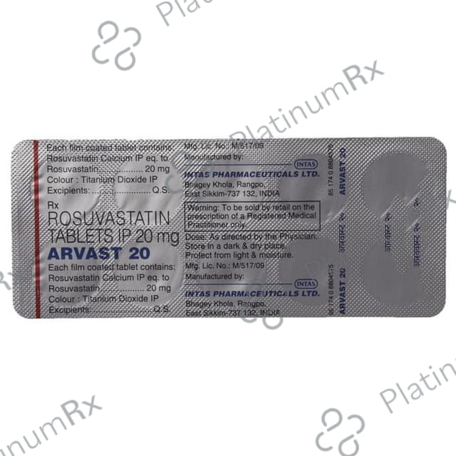 Arvast 20mg Tablet 10s