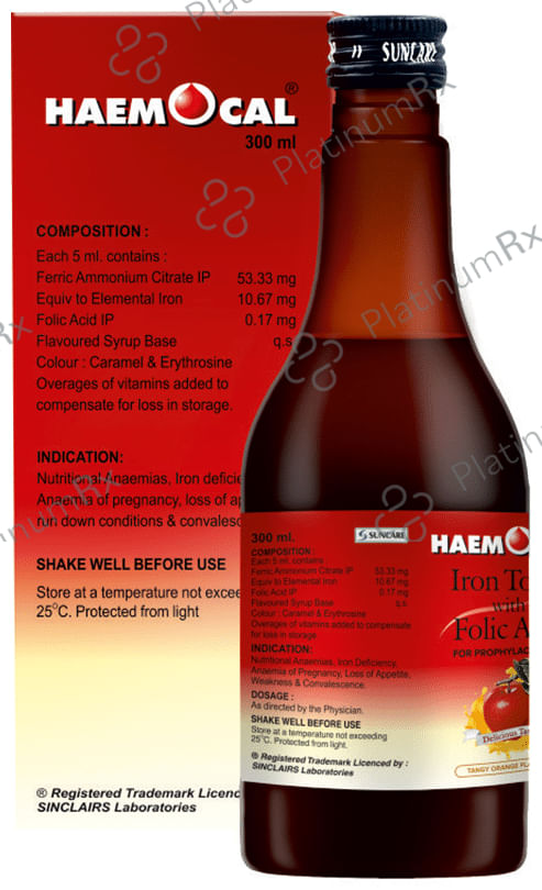 Haemocal Syrup Tangy Orange 300 ml