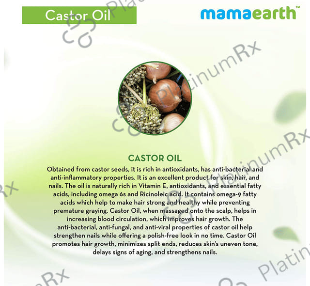 Mamaearth Cold-Pressed Castor Oil for Skin, Hair & Nails - Mineral Oil & Silicone-Free
