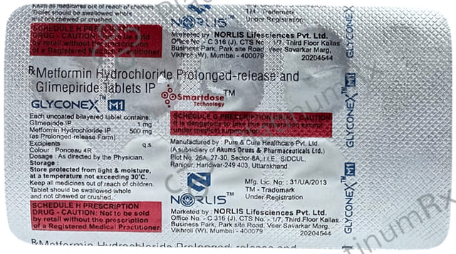 Glyconex M 1mg/500mg Tablet PR
