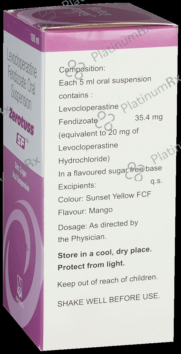 Zerotuss 20mg Sugar Free Oral Suspension 100ml