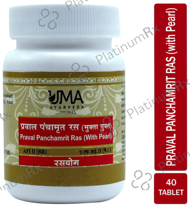 Uma Ayurveda Praval Panchamrit Ras With Pearl Tablet 40 tablets