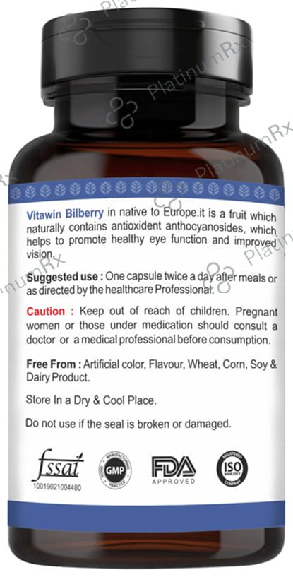 Vitawin Bilberry 500mg Vegetarian Capsule