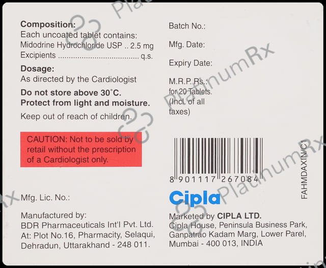 Cipmido 2.5mg Tablet
