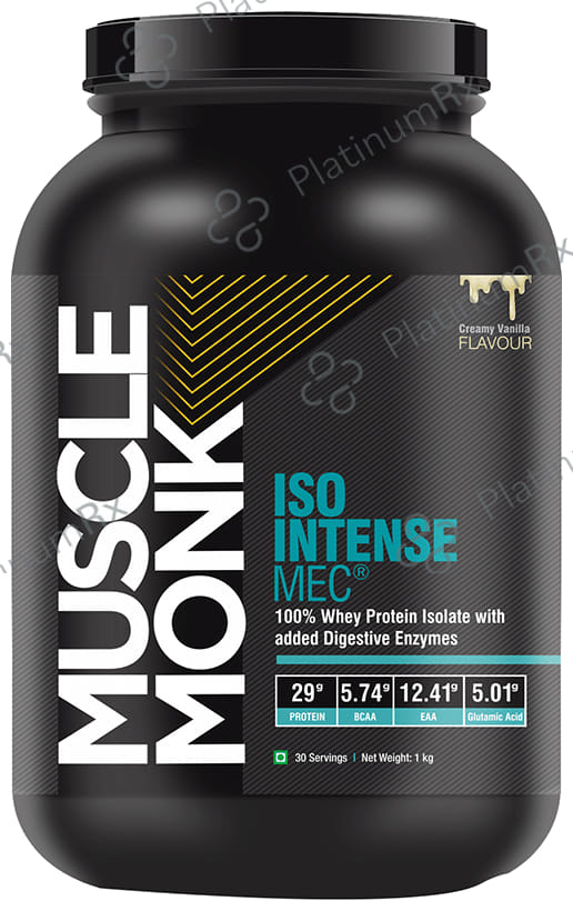 Muscle Monk ISO Intense MEC 100% Whey Protein Isolate with added Digestive Enzymes Creamy Vanilla 1 kg