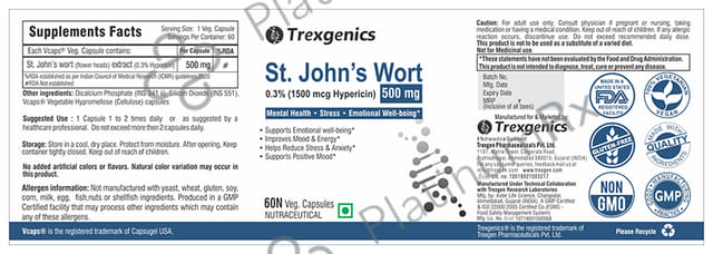 Trexgenics St. Johns Wort Veg Capsule