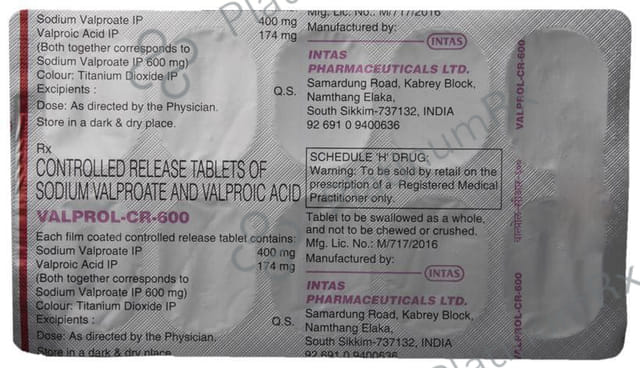 Valprol CR 600mg Tablet 10s