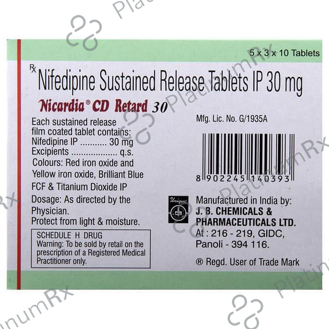 Nicardia CD Retard 30mg Tablet SR 10s