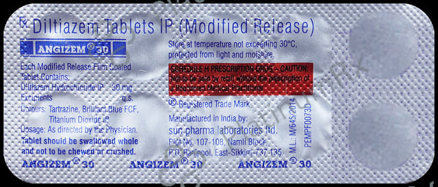 Angizem 30mg Tablet MR 10s