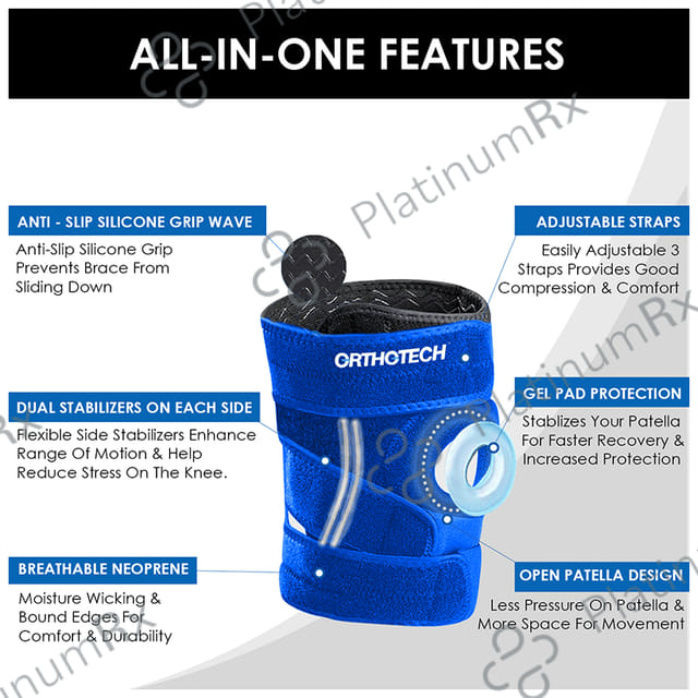Orthotech OR 2131 Open Patella Knee Support With Stays Large Blue 1s