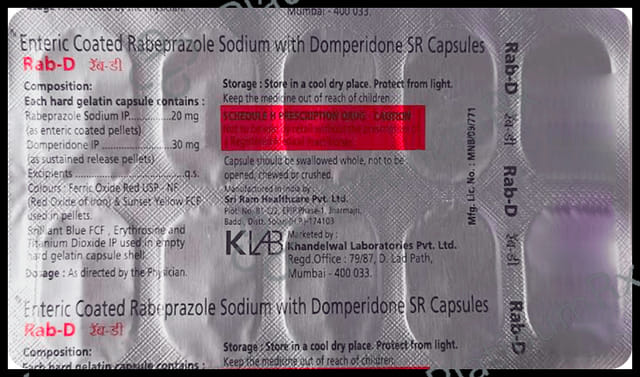 Rab D 30mg/20mg Capsule 10 capsules Capsule Khandelwal Laboratories Pvt Ltd