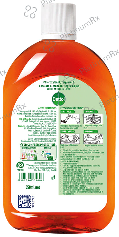 Dettol Antiseptic Disinfectant Liquid 550 ml