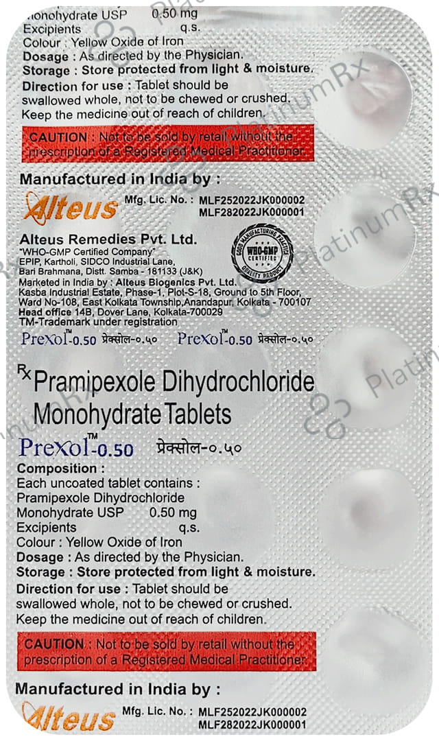 Prexol 0.50 Tablet 15 Tablet