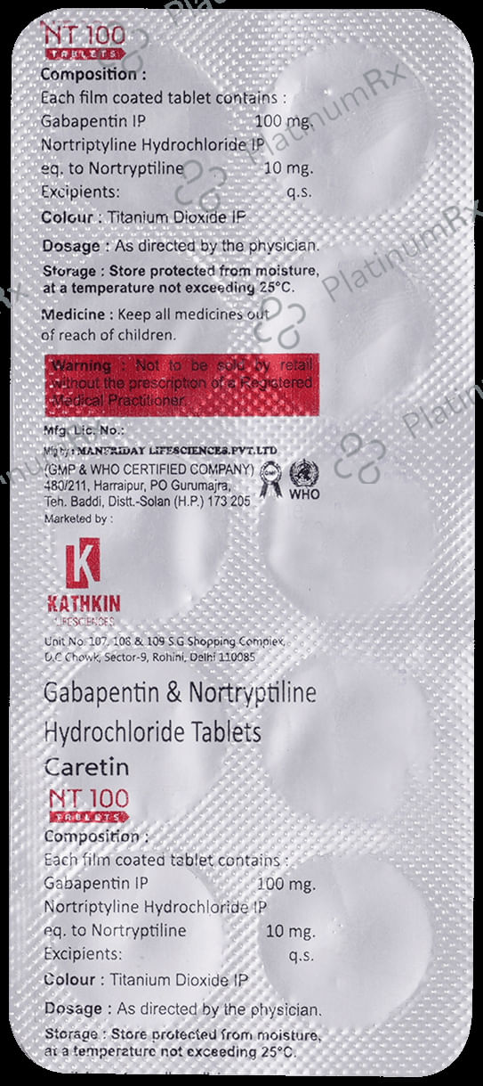 Caretin NT 100mg/10mg Tablet