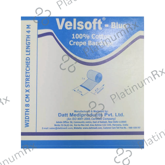 Velsoft -Blue 100% Cotton Crepe Bandage 8cm x 4m