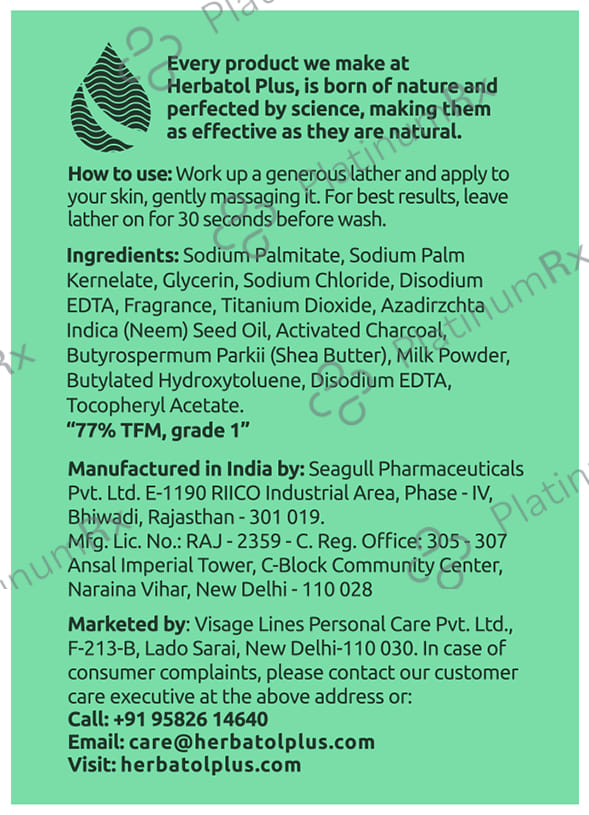 Herbatol Plus Neem & Charcoal Anti-Bacterial Soap (100gm Each) 3 Soap