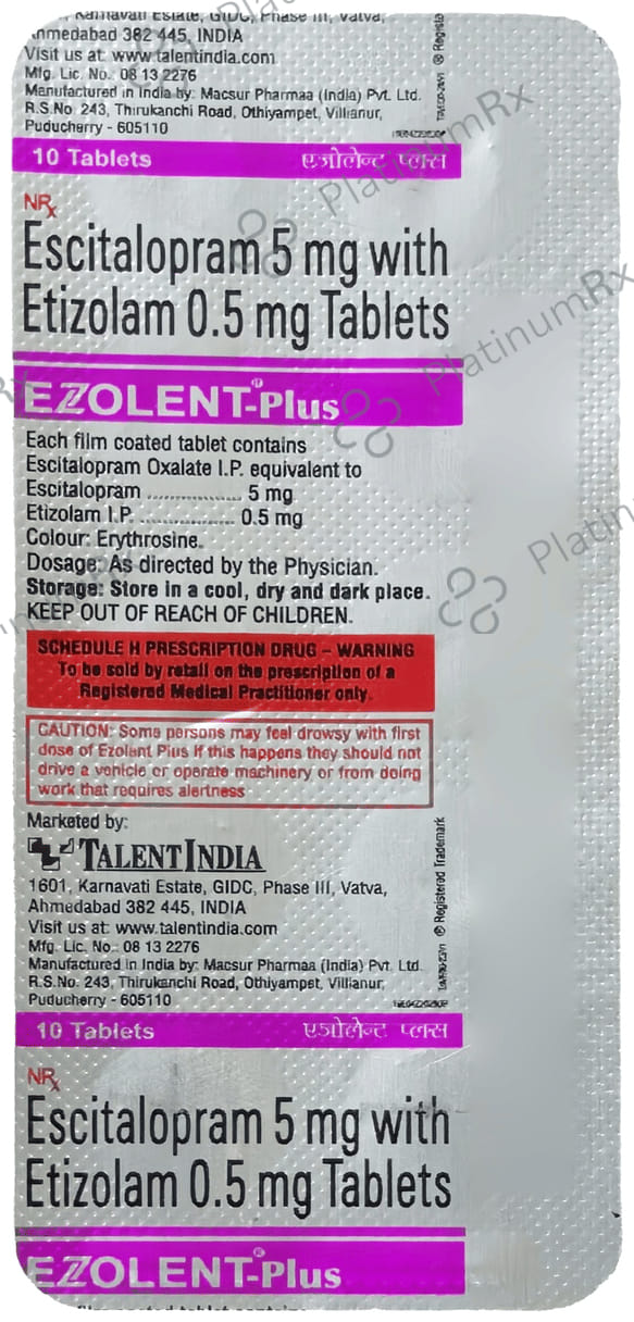 Ezolent Plus 5/0.5mg Tablet 10s
