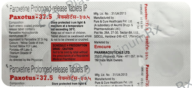 Paxotus 37.5mg Tablet PR 10s