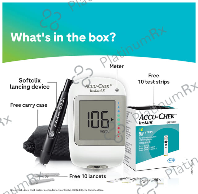 Accu Chek Instant S Blood Glucometer (10 Free Test Strips) 1s