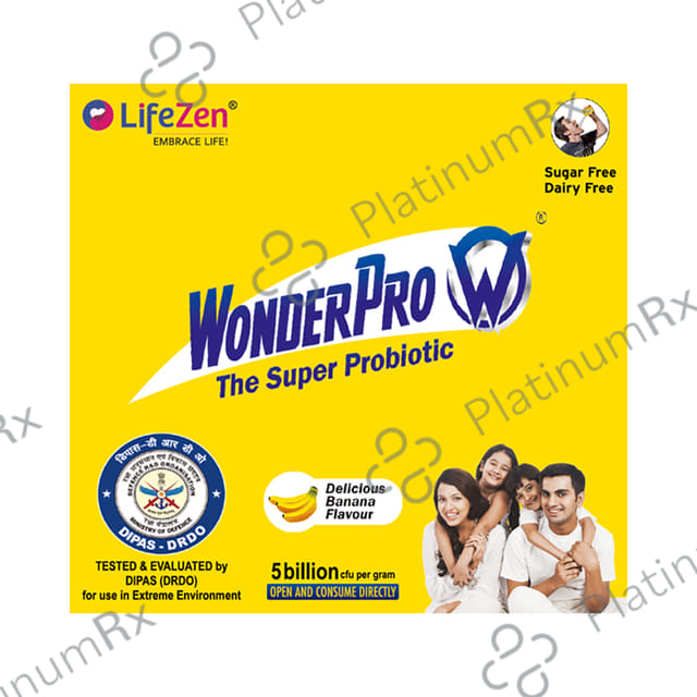 WonderPro The Super Probiotic Sachet (5 Billion CFU) - For Gut Health, Digestion & Immunity - Flavour Delicious Banana Sugar Free