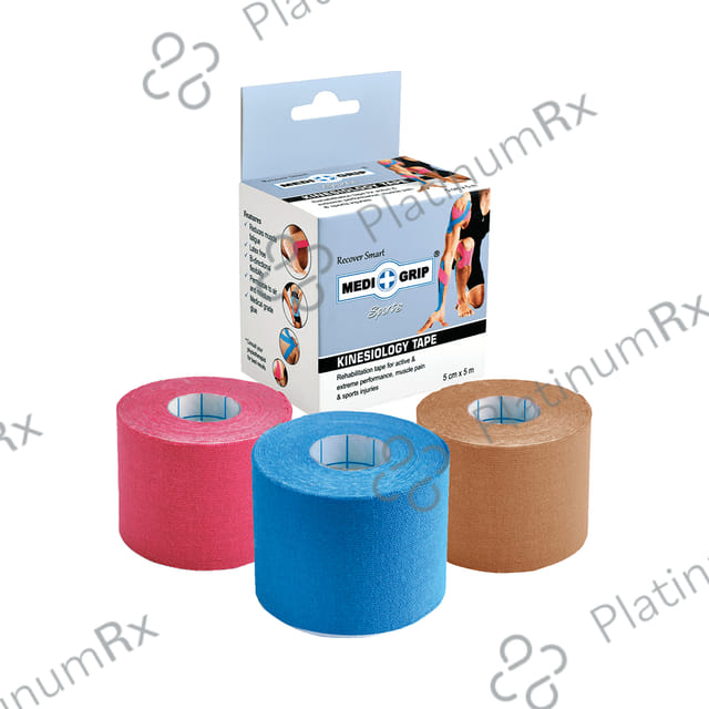Medigrip Sports Kinesiology Tape 5cm x 5m Blue, Pink & Brown