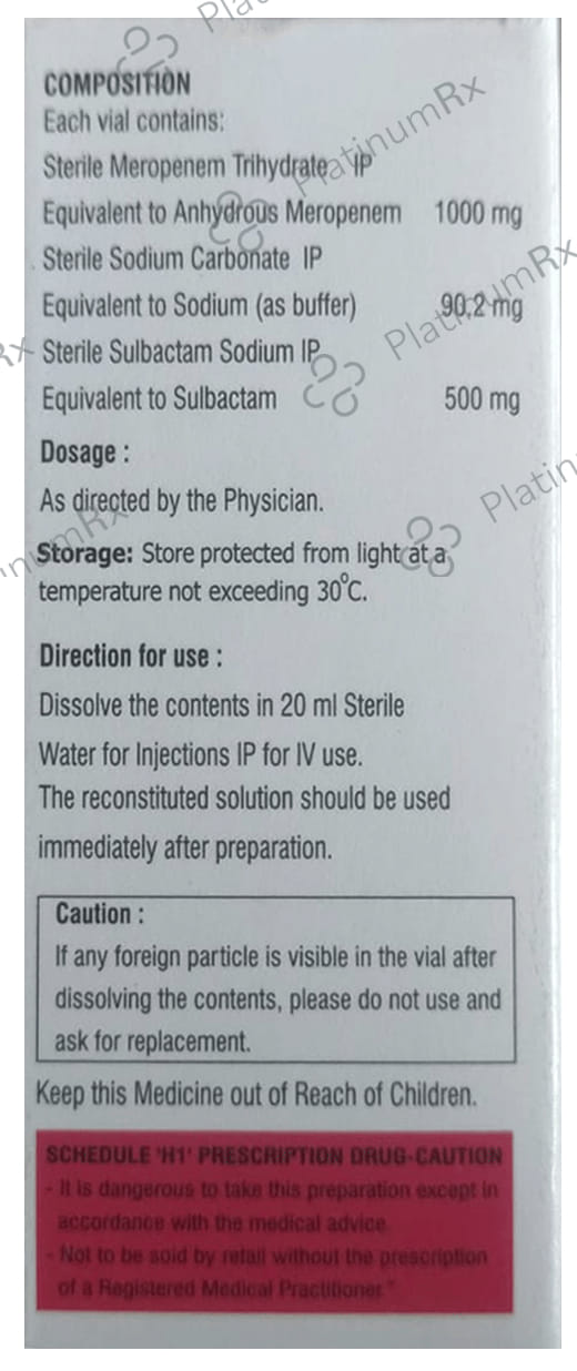 Meroact SB 1000/500mg Injection 1s