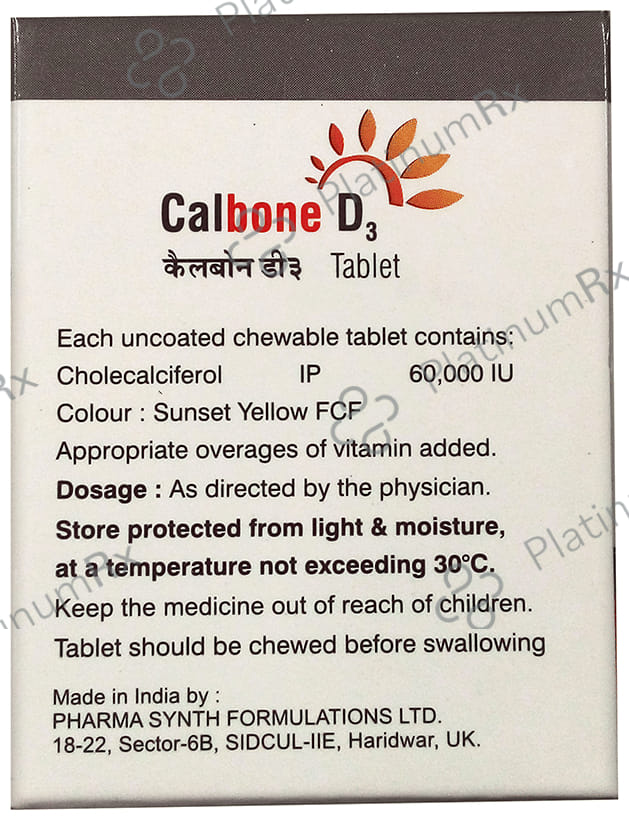 Calbone D3 500mg/250IU Chewable Tablet 4s