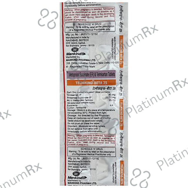 Telmikind Beta 40/25mg Tablet ER 10s