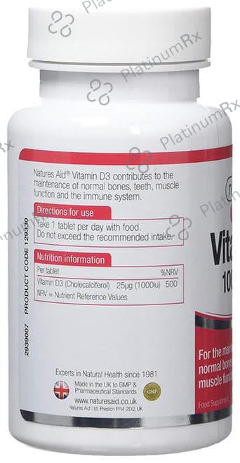 Natures Aid Vitamin D3 1000IU Tablet 90s