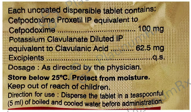 Opox CV 100 mg/62.5 mg Tablet DT