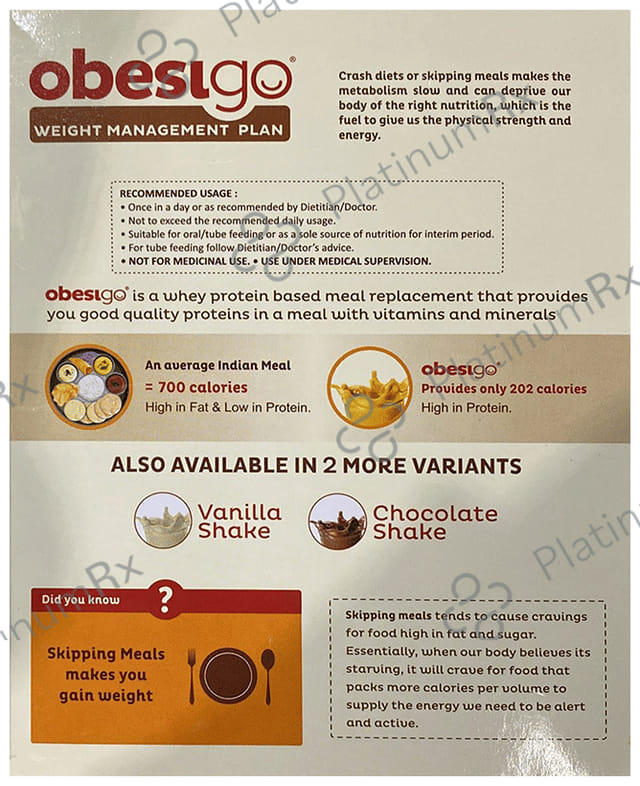 Obesigo Whey Protein Mango Shake Sachet 50gm
