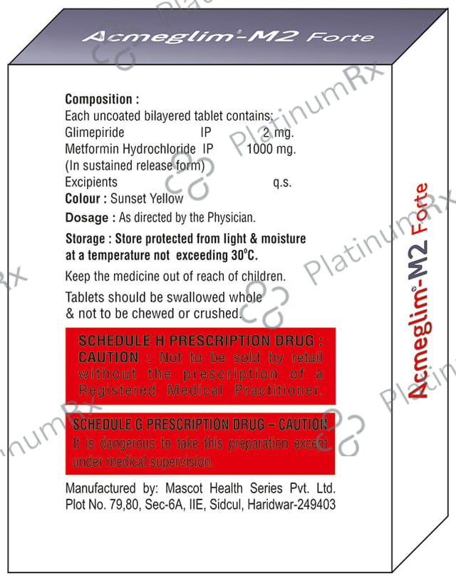 Acmeglim M 2/1000mg Forte Tablet SR 10s