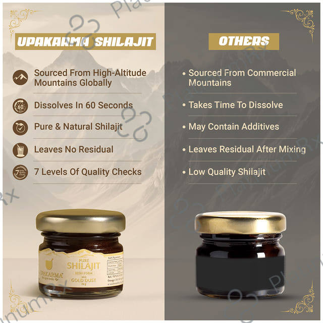 Upakarma Ayurveda Pure Shilajit Resin Form with Gold Dust 20gm