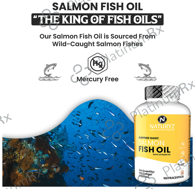 Naturyz Burpfree Nano Salmon Fish Oil with Vitamin D3 Softgel Capsule 90 capsules