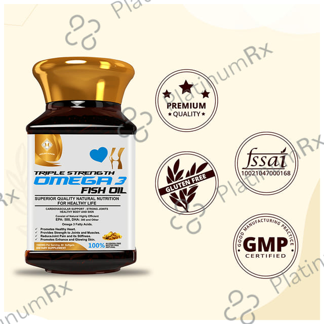 Mountainor Omega 3 Fish Oil 1000mg Triple Strength Softgel for Heart, Bones & Joints