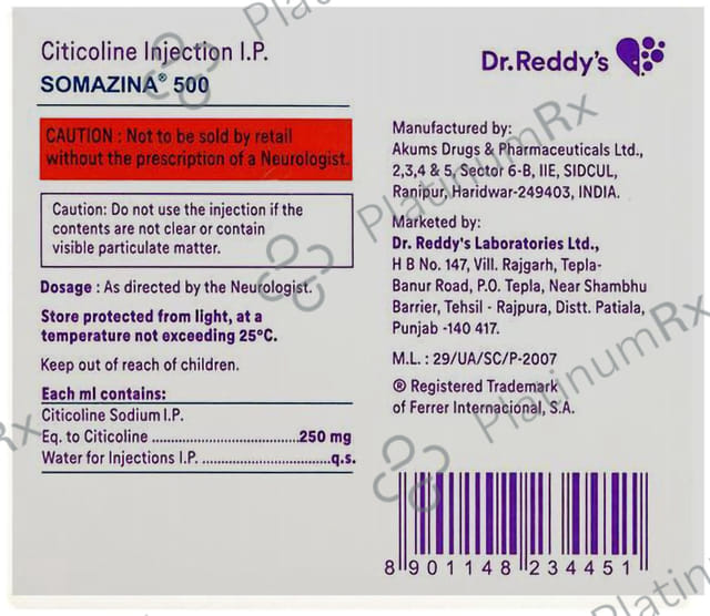 Somazina 500mg Injection 2ml