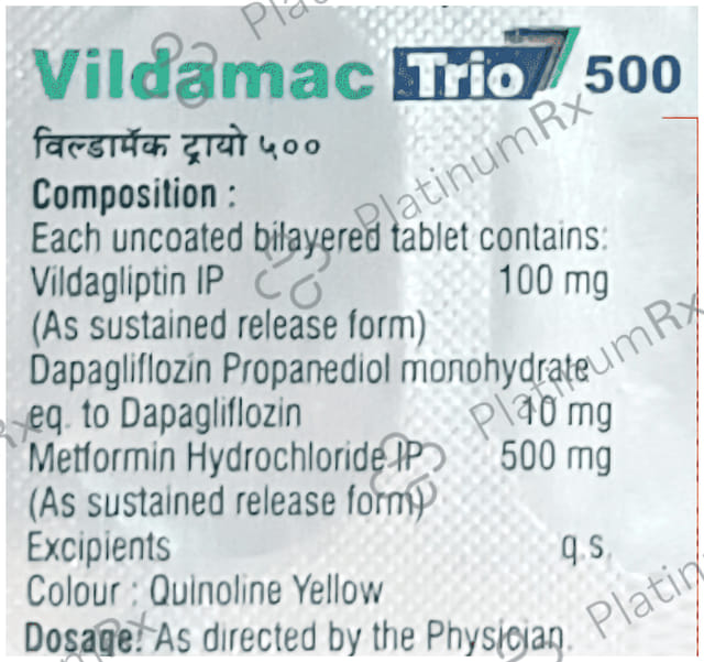 Vildamac Trio 10/500/100mg Tablet 10s