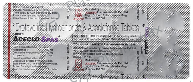 Aceclo Spas 100/80mg Tablet 10s