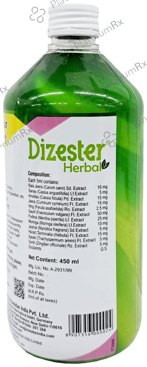 Dr Willmar Schwabe India Dizester Herbal Digestive Tonic - Sugar Free