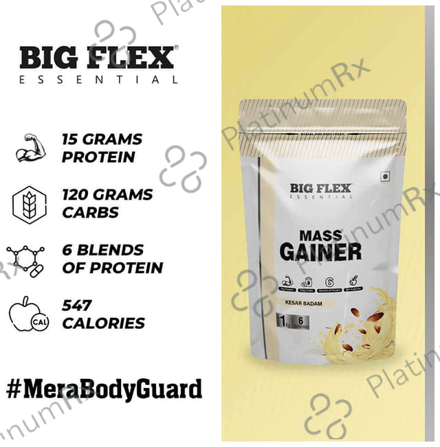 Big Flex Essential Mass Gainer Powder Kesar Badam