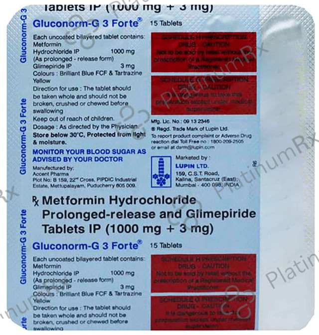 Gluconorm G 3/1000mg Tablet PR 15s