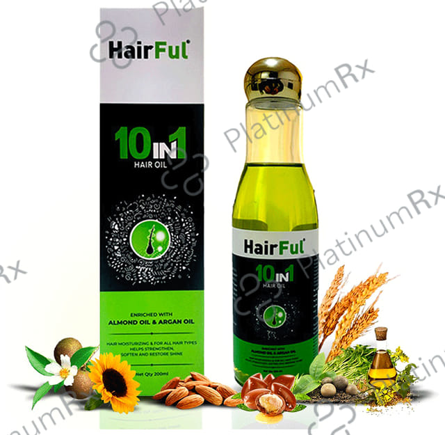HairFul 10 IN 1 Hair Oil Enriched with Almond Oil & Argan Oil (200ml Each) 1 Bottle
