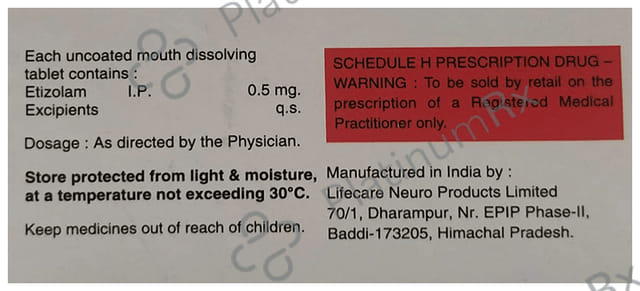 Etixsam 0.5mg Tablet 10s