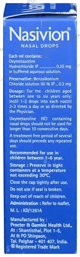 Nasivion 0.025% Paediatric Nasal Drops 10ml